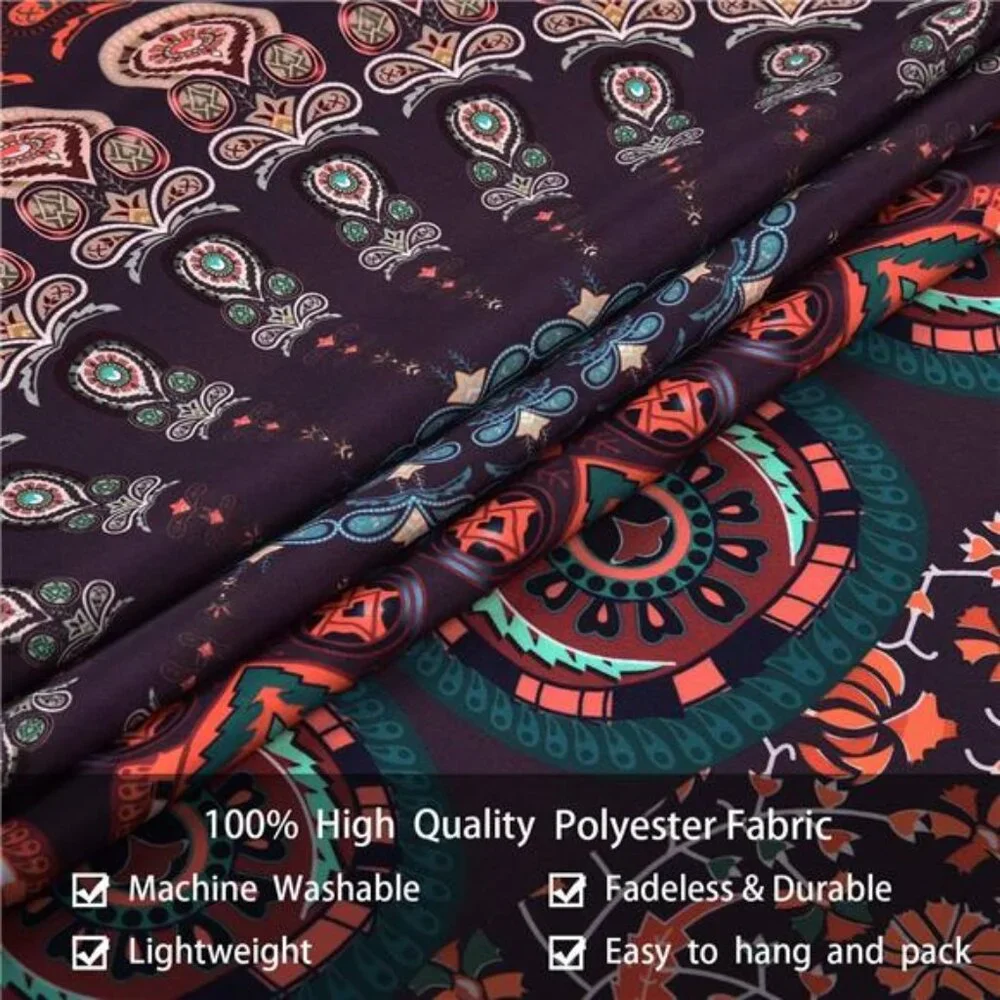 Bohemian Mandala Tapestry Hippie Tapestries Psychedelic Peacock Boho51.2ʺ × 59.1